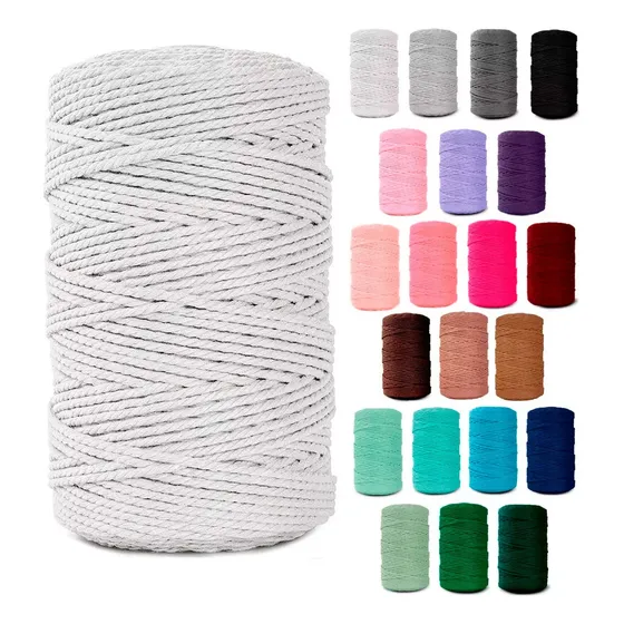 Cordón Algodón Torcido 3mm 200 Metros Para Macrame Colores