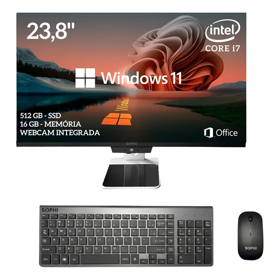 Computador All In One I7 Completo 16gb Win11 Ssd512 127/220v