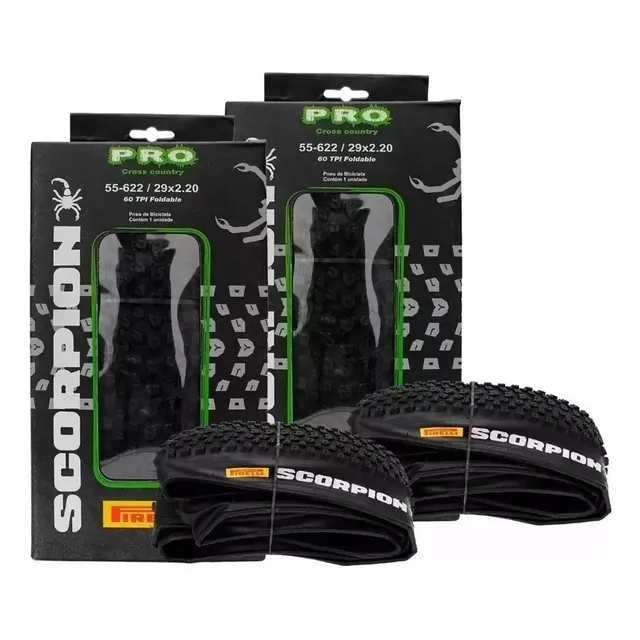 Par Pneu Pirelli Scorpion Pro Aro 29 X 2.20 Kevlar Sem Arame Cor Preto