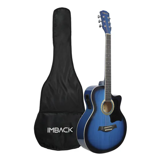 Guitarra Electro Acustica 4/4 39 Diestros Funda Equalizador Color Azul Orientación De La Mano Diestro