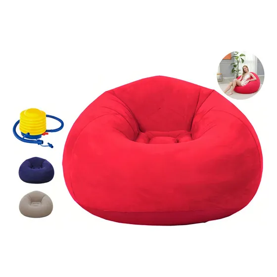 Sillón Inflable Silla Aterciopelada Puff Cómodo Sofá+bomba