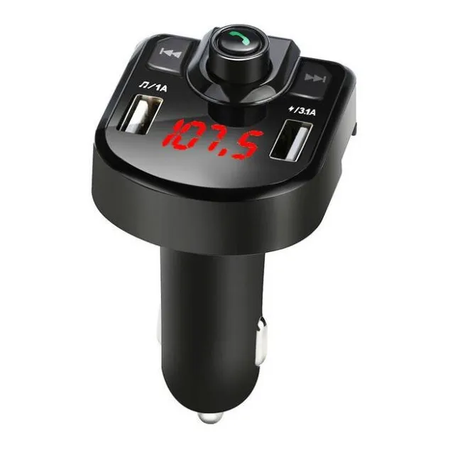 Cargador Usb Carro Transmisor Fm Bluetooth Manos Libres Mp3 