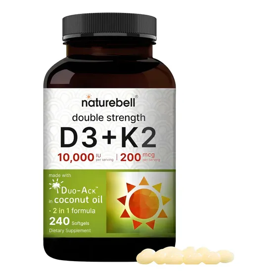 Vitamina D3 K2 Mk7 10000 Ui 200mcg Colecalciferol Menaquinon Sabor Sin Sabor