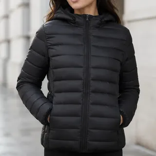 Jaqueta Bobojaco Feminina Gominho Puffer Bomber Impermeável Preto G Geométrico R