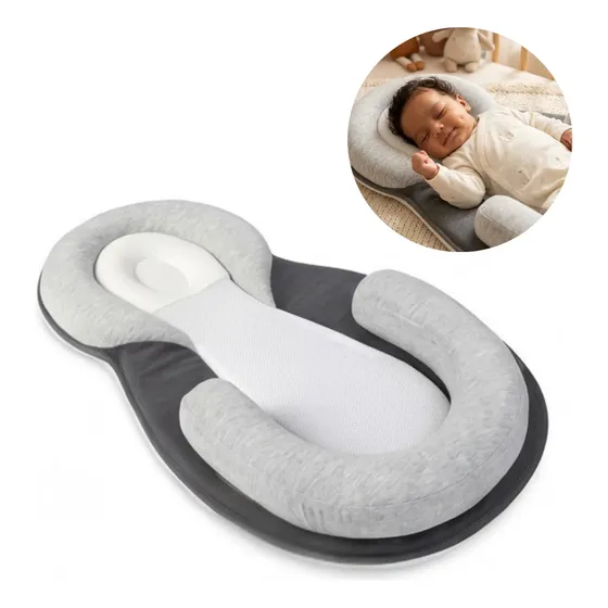 Cojin Nido Bebe Ergonomico Soporte Cabeza Plagiocefalia Gris