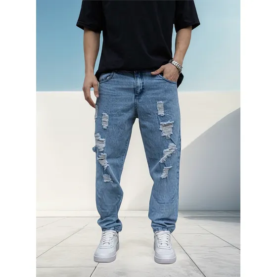 Pantalom Mom Carpintero Hombre Con Roturas O Sin Oxford Moda