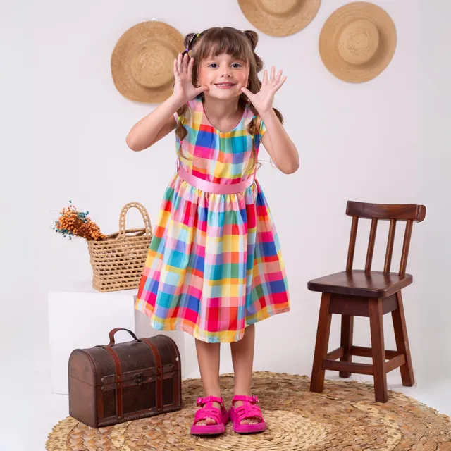 Vestido Xadrez Infantil Caipira Festa Junina Quadrilha Vestido Xadrez Infantil Caipira Festa Junina Quadrilha