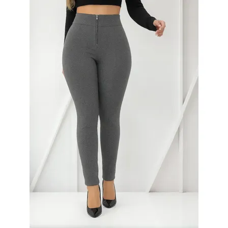 Calça Feminina Flanelada Grossa S Transparência Cintura Alta