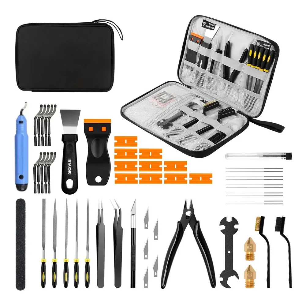 Kit 54 Peças Completo de Ferramentas Manuais para Impressão 3D, Alicate, Pinças, Estilete, Agulhas Inox para Limpeza de Bico