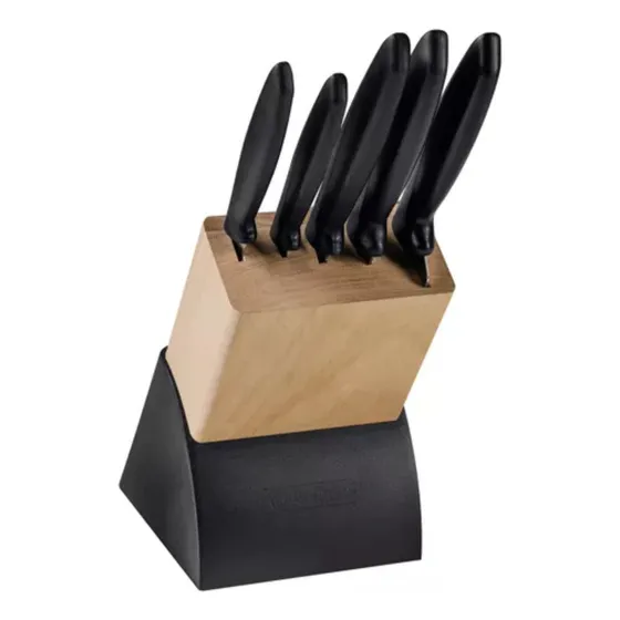 Juego de Cuchillos Tramontina Plenus con Láminas en Acero Inoxidable y Mangos de Polipropileno Negro 06 Piezas