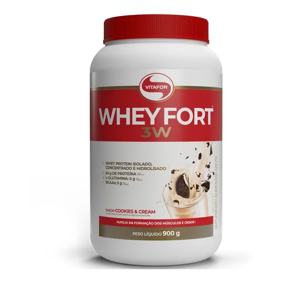 Whey Fort 3w 900g - Vitafor Concentrado Isolado Hidrolisado