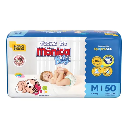 Fralda Descartável Baby M Pacote 50 Unidades Turma Da Mônica Sem Gênero