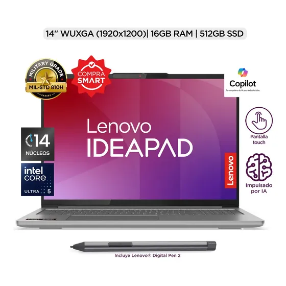 Laptop Lenovo Ideapad 2en1 Intel U5 16gb 512gb Ssd Con Ia Gris Luna