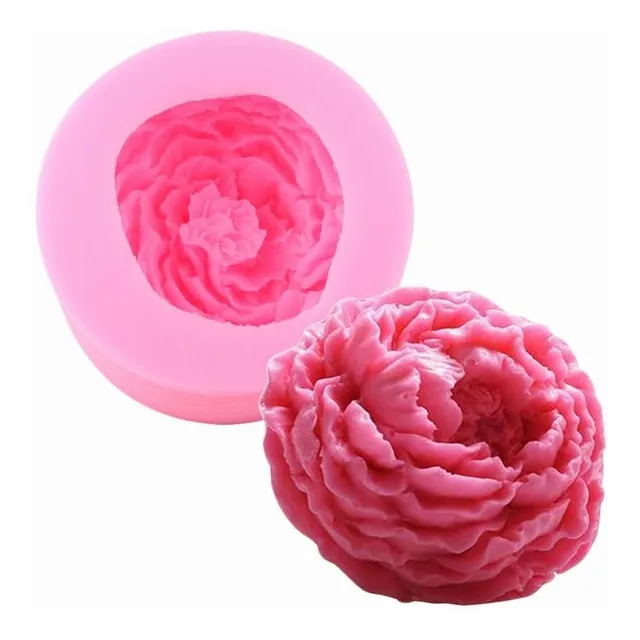 Molde De Silicona Peonía Para Resina Fondant Jabón