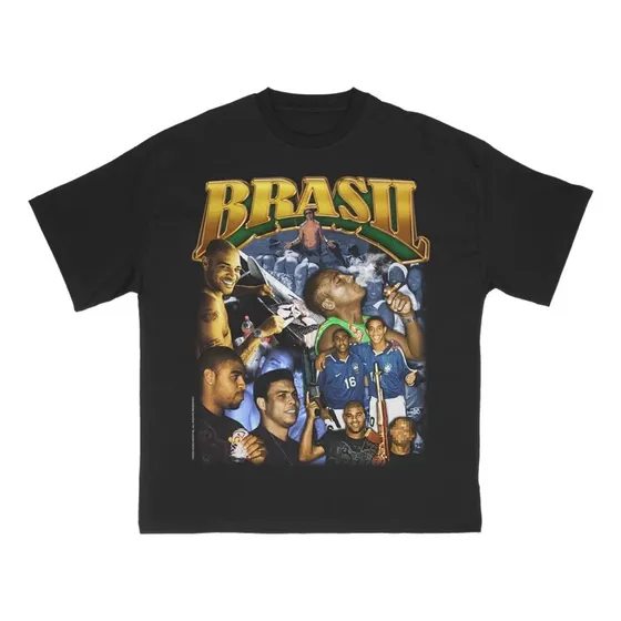 Camiseta Vintage Seleção Brasil Fut 2006 Graphic Tee Algodão