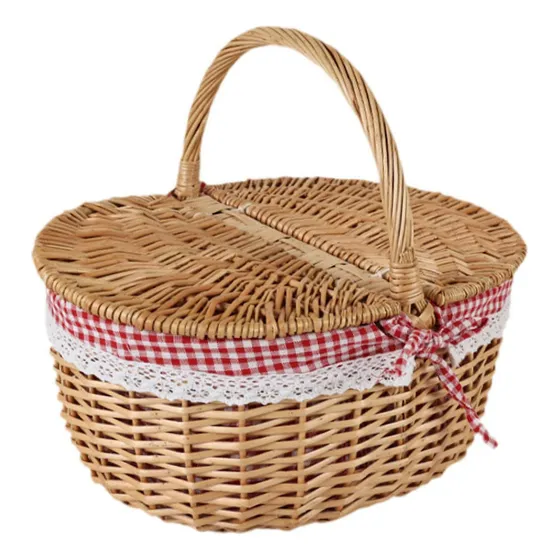 Para Cesta De Mimbre Para Picnic, Cesta Tejida De Grande