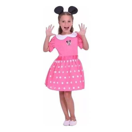 Disfraz Minnie Mouse Vestido Rosa Con Orejas Disney Junior