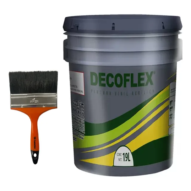 Pintura Vinílica Decoflex Interior Exterior 18lts Con Brocha Blanco Mate
