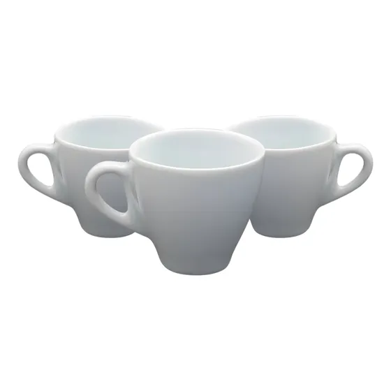 Jogo 16 Caneca Xícara Porcelana Segunda Linha 160ml Branca