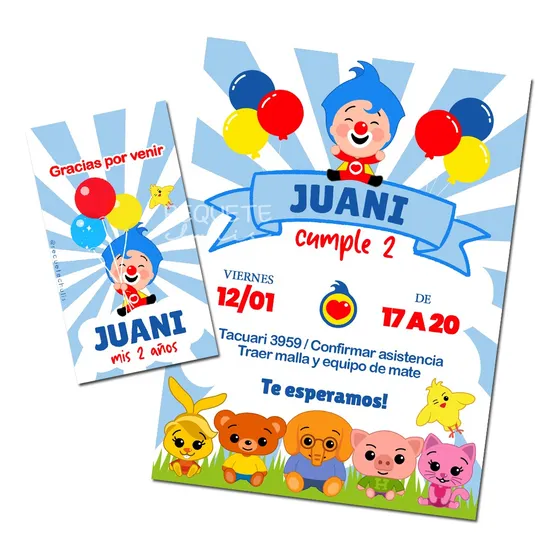 Kit Deco Cumple Imprimible Personalizado Payaso Plim Plim