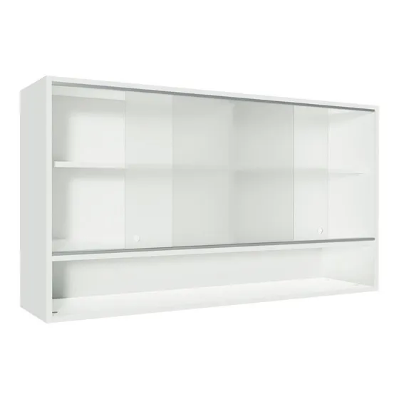 Alacena Gabinete Superior Cocina Glamy 2 Puertas Corredizas De Cristal Color Blanco