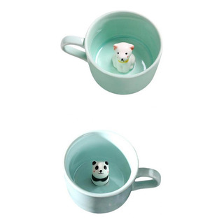 Cc Taza De Cerámica De 2 Piezas, Lindos Animales En El Cc Taza De Cerámica De 2 Piezas, Lindos Animales En El