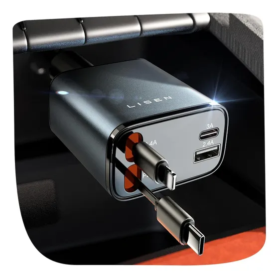 Cargador Retráctil Para Automóvil 4 En 1 -lisen 69w Original