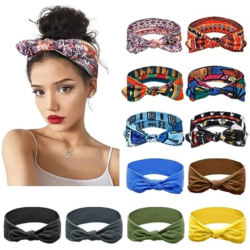 12 Pack African Bow Headbands For Women Elastic Rkctf
