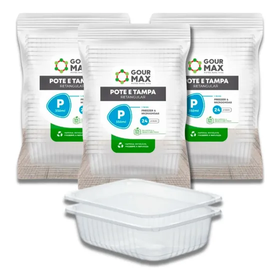 72un Pote Descartável 350ml Freezer Microondas Marmita Fit