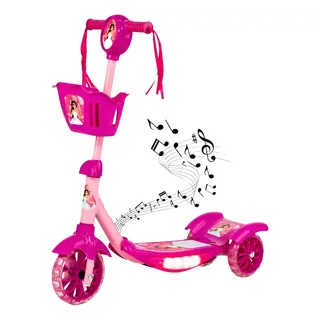 Patinete Princesa Rosa Infantil Luz E Som Menina Rosa Princesa