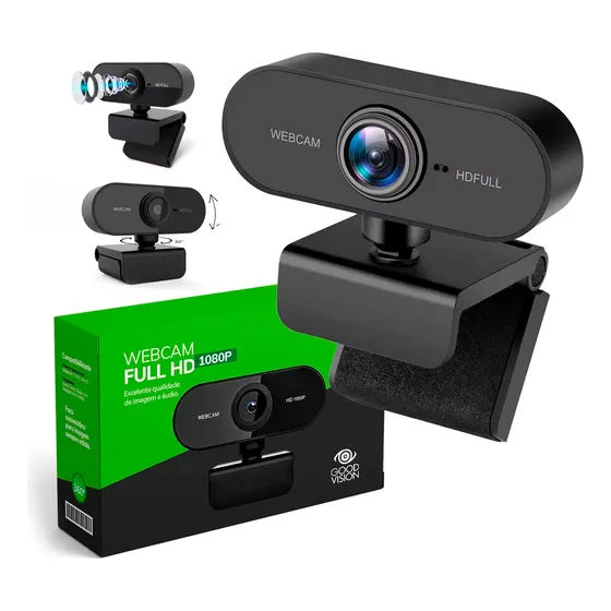 Webcam Camera Full Hd Zoom 1080p 360 Graus Videoconferencia Streamcam Web Cam Entrada Usb 2.0 Com Microfone- GoodVision