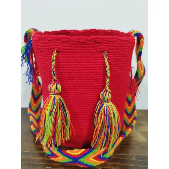 Mochila Wayuu Únicolor Mediana Originales 