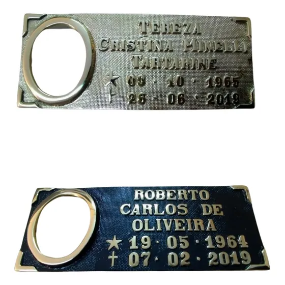 Placa Bronze P/ Túmulo C/ Foto Porcelana Colorida 06x08 Cm