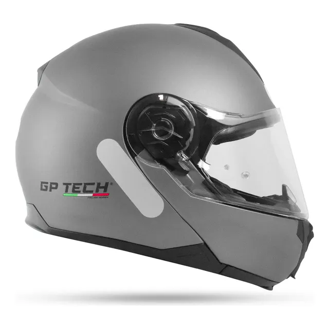 Capacete Cinza Fosco Fechado/aberto Viseira Fumê Resistente