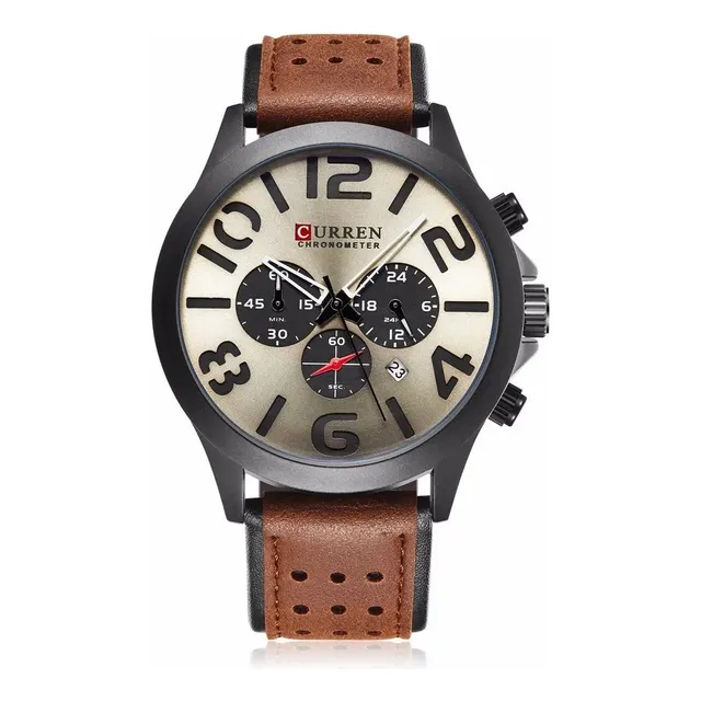 Reloj Curren 8244 Deportivo Cronógrafo Cuarzo Banda De Cuero