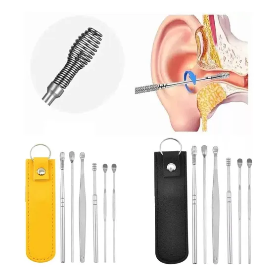 Set Kit Limpieza Higiene Cera Oídos Orejas Acero Inoxidable
