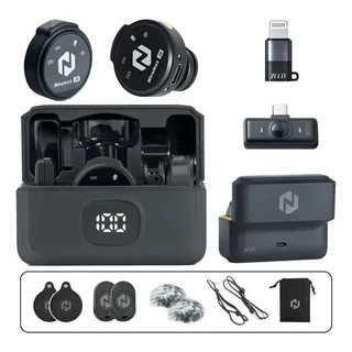 Microfone Lapela Redondo Imã Sem Fio Duplo Anti Ruído J6