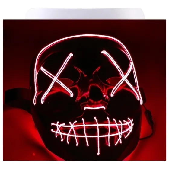 Mascara Led Neon Festa Halloween Festa Fantasia The Purge Cor Vermelho
