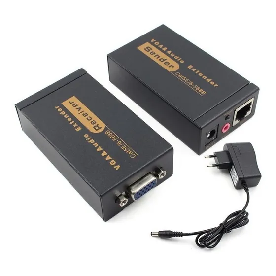 Adaptador - Extensor Ethernet Rj45 A Vga Cat6 100 Mts