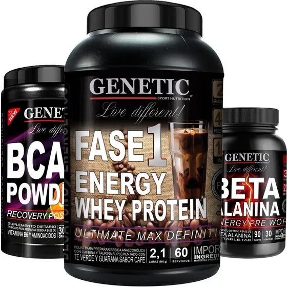 N°1 Energia Proteina Fase 1 Bcaa Powder Beta Alanina Genetic