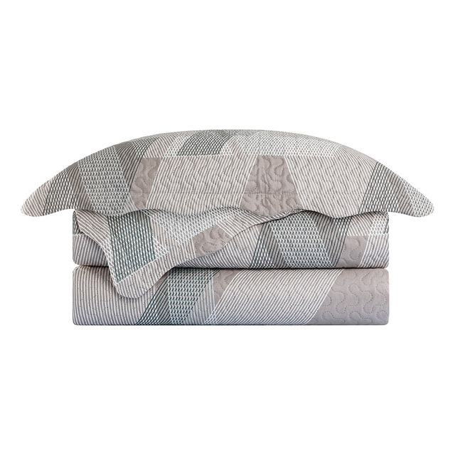Colcha Patchwork 3 Peças Dupla Face Queen Camesa Cinza Lisa Colcha Patchwork 3 Peças Dupla Face Queen Camesa Cinza Lisa
