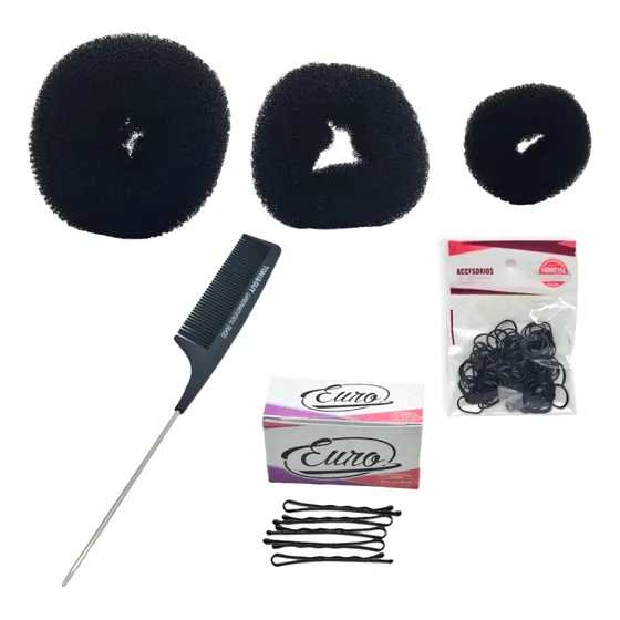 Set Para Peinados, Peine, Donas Para Pelo, Ganchos Y Cauchos