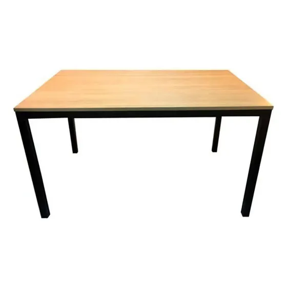 Mesa De Comedor Madera Y Hierro 120x80 Calidad Premium Tapa Marrón Claro Patas Negro