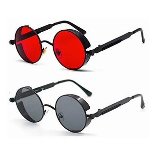 2 Piezas Lentes Sol Uv-400 Gafas Redondos Steampunk Unisex 2 Piezas Lentes Sol Uv-400 Gafas Redondos Steampunk Unisex