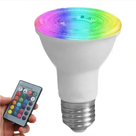 Lampada Par 20 Léd 7w Rgb Mult Cor Colorida E27 Bivolt 