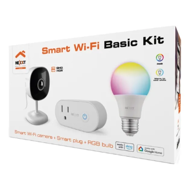 Kit Inteligente Camara + Enchufe + Foco Rgb Nexxt Nhk-k118 Color Blanco