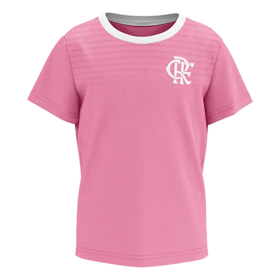 Camisa Casual Flamengo Infantil Rosa Licenciada