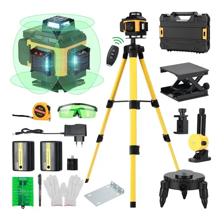 Nível Laser Verde 16 Linhas Esquadro + Suporte + Tripé