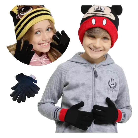 Luva Infantil Lã Menino Ou Menina Cor Preto Envio Imediato