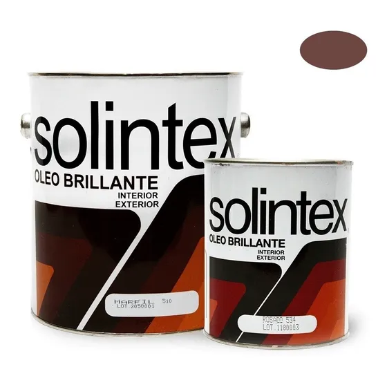Pintura Esmalte Oleo Brillante Caoba 525 1/4 Galon Solintex